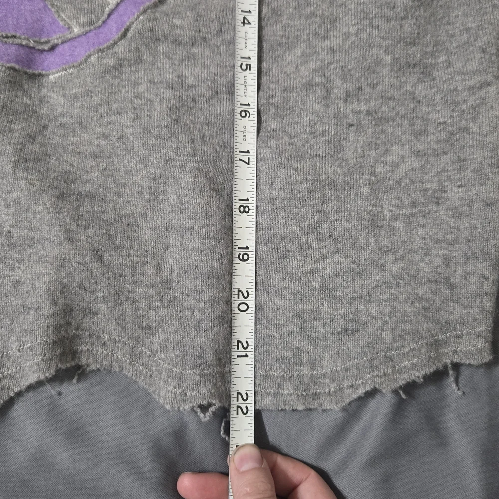 Born Again Bluez BAB Peace Sign Cropped Sweater Womens Size Large Cashmere Grey - Picture 10 of 10